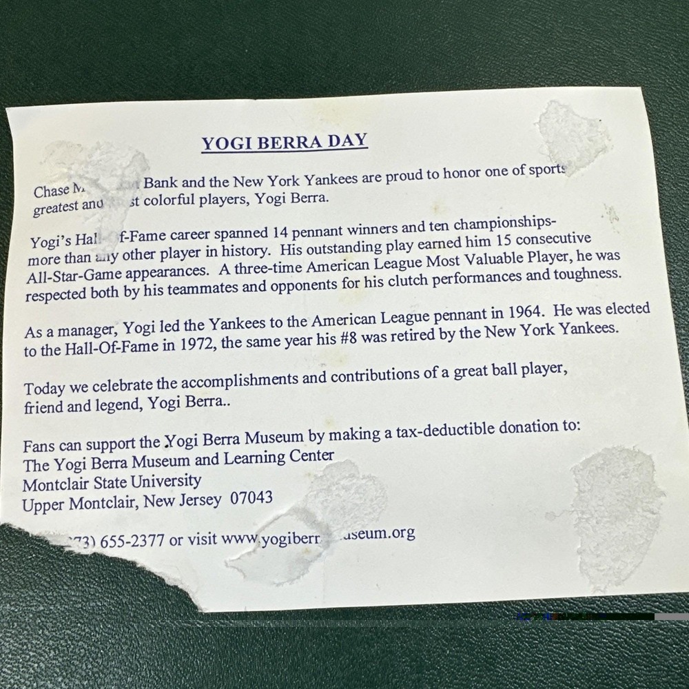 1999 D Cone Perfect Game Ticket Stub 7/18/99 NY Yankees Yogi Berra Day+Chase Crd - Picture 9 of 12